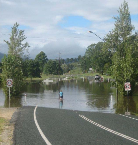 Jan 2008 - Roads flood in Rathdowney. Photo ABC